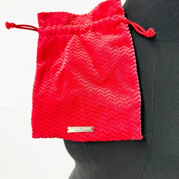 GIORGIO ARMANI RED VELOUR MAKEUP POUCH - Picture 5 of 7
